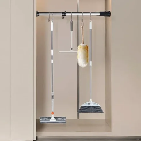 Regulowany 2 -pakowy rozkładany szafa szafa napięta pręta szafa szafa do przechowywania stojak do przechowywania do kuchni w łazience DIY Diy Difder Separator Separator Czarny Kolor 70 120 cm długość