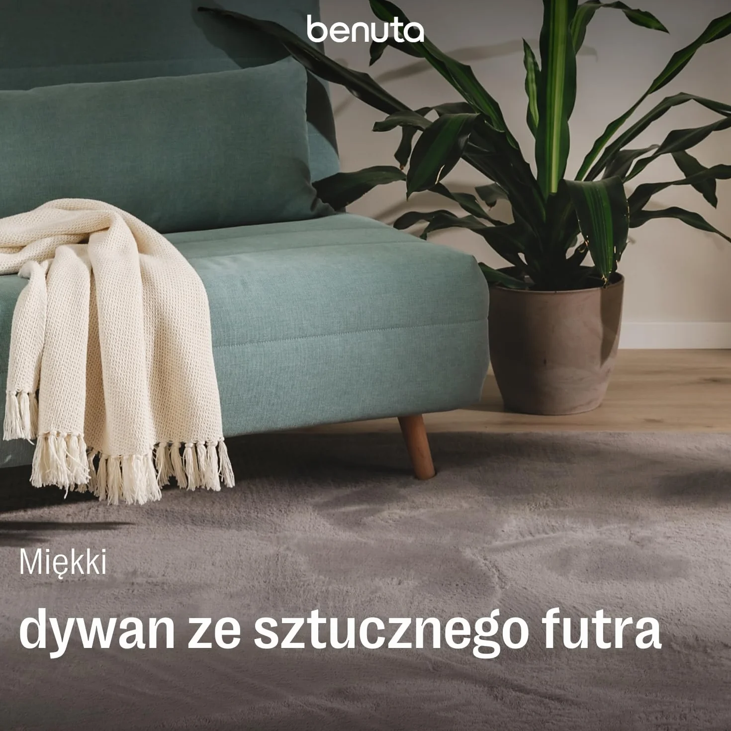 benuta Basic Syntetyczny Dywan salon Furry - Szary 80x150 cm - Miękki salon - Antypoślizgowy spód - Pranie - Ogrzewanie podłogowe
