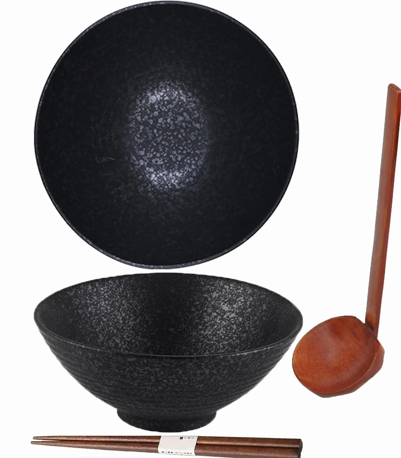 Japońska miska ramen ceramiczna vintage zestaw z łyżeczką i pałeczkami