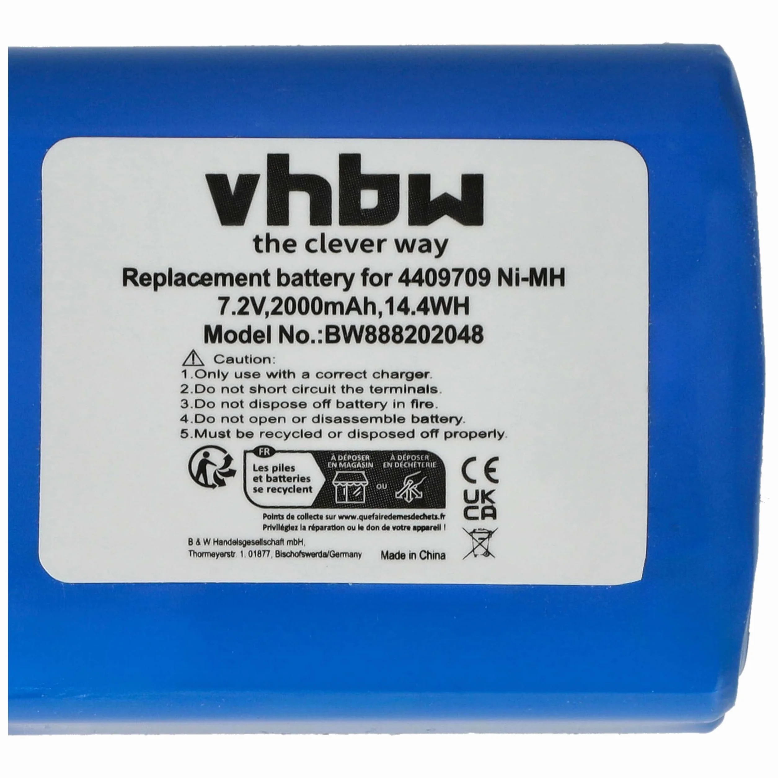 vhbw Akumulator kompatybilny z iRobot Braava 2000, 300, 380, 380T, 381, 390, 390T Home Cleaner Home Cleaner robot domowy (2000 mAh, 7,2 V, NiMH)