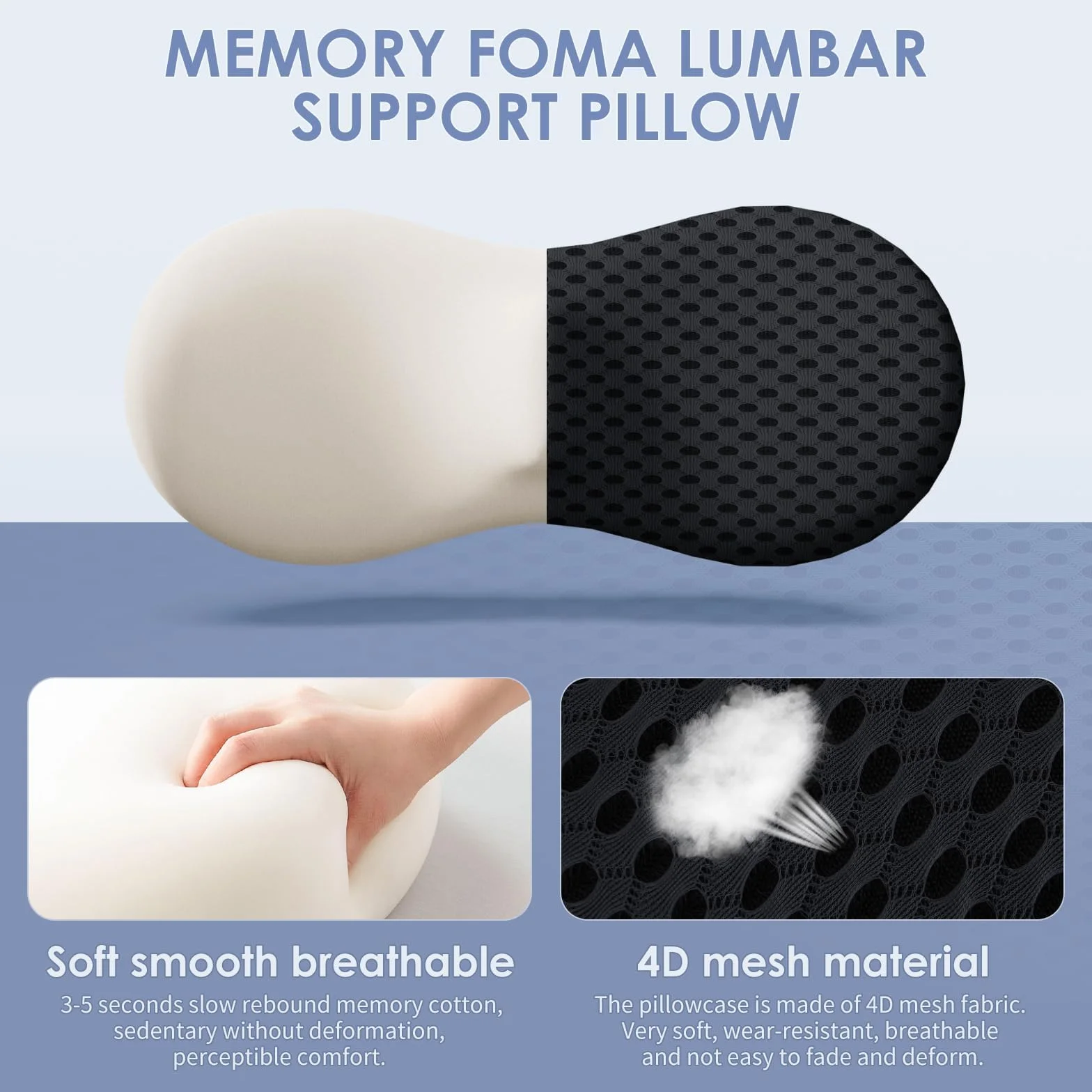 Poduszka lędźwiowa, poduszka lędźwiowa do samochodu i krzesła biurowego, poduszka lędźwiowa z pianki memory na dolne plecy, ergonomiczny design, czarna