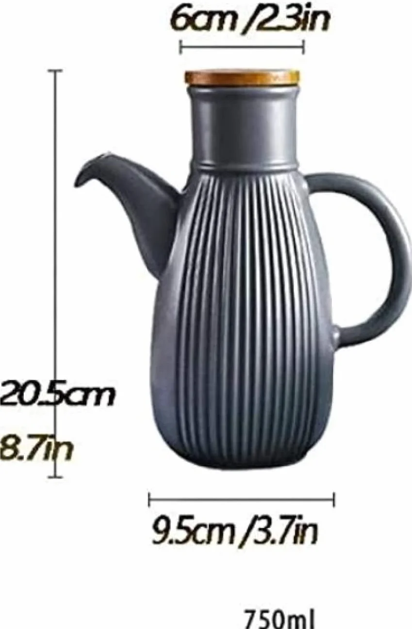 Dozownik oleju i octu, dozownik oliwy z oliwek 750 ml ręcznie robiony ceramiczny dozownik butelek octu w stylu,C