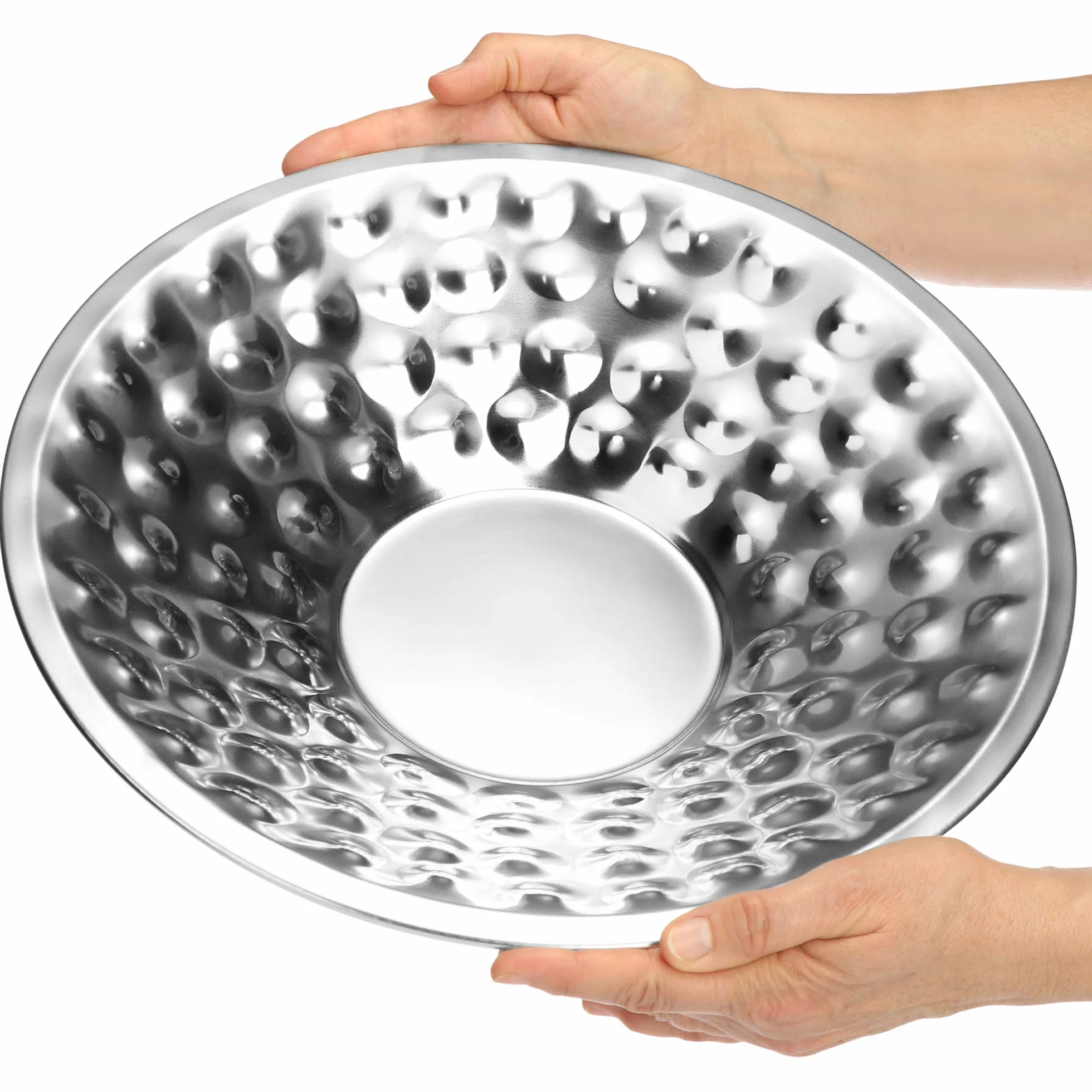 COM-FOUR® Metalowa miska dekoracyjna - miska dekoracyjna - miska z mlotkowanym wzorem jako dekoracja stolu, miska na owoce, talerz do serwowania [wybór zmienia sie] (Cios mlotem)