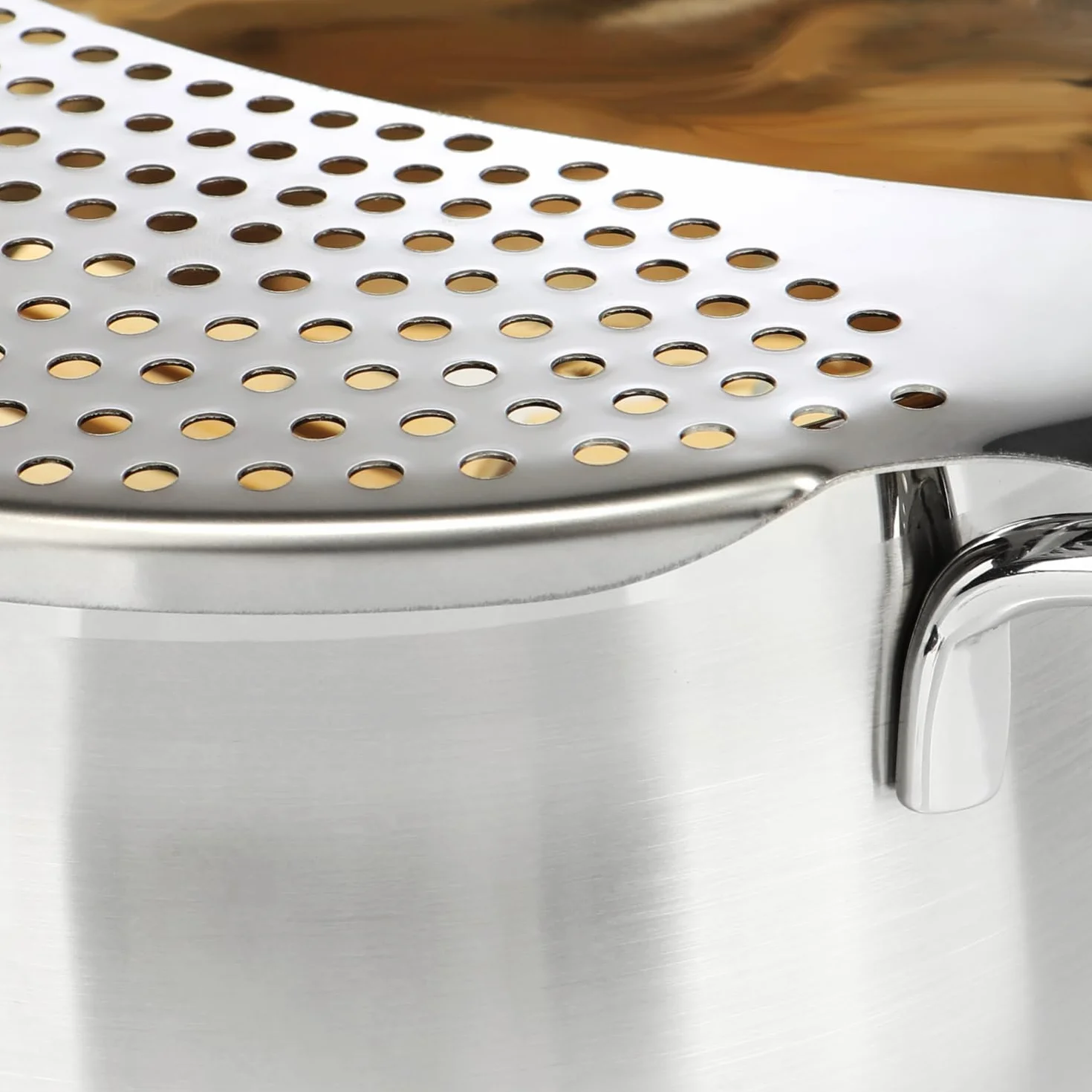 COM-FOUR® sitko do garnków - sitko w ksztalcie pólksiezyca - kratka ociekowa do misek, patelni i garnków 24 cm - pólokragle sitko, sitko do makaronu mozna myc w zmywarce, stal nierdzewna 430