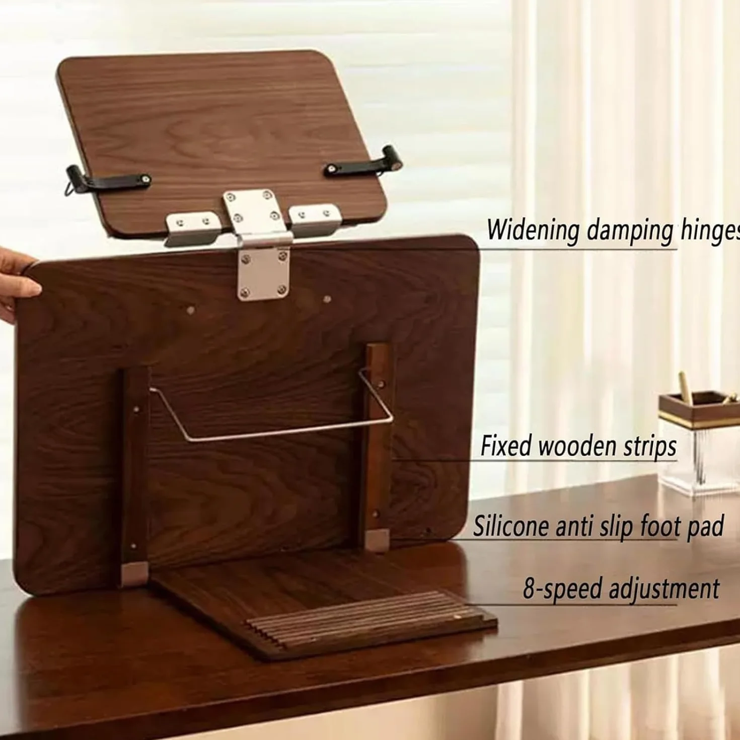 Stojak do czytania, składany stojak na komputer, regulowane pozycje, antypoślizgowa podstawa, idealny do czytania, pracy szkolnej, pracy, ergonomiczna konstrukcja dla wsparcia szyi i pleców