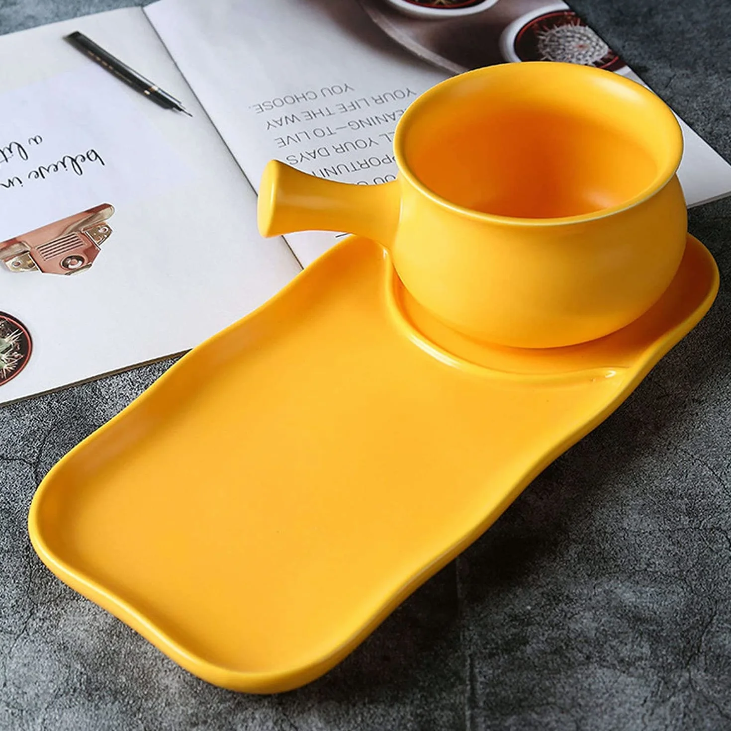 Miska na płatki, miska na zupę, miska na herbatę, francuska miska na zupę cebulową z uchwytem na śniadanie, ceramiczne miski śniadaniowe i zestaw talerzy do płatków owsianych deser owocowy kanapka śni