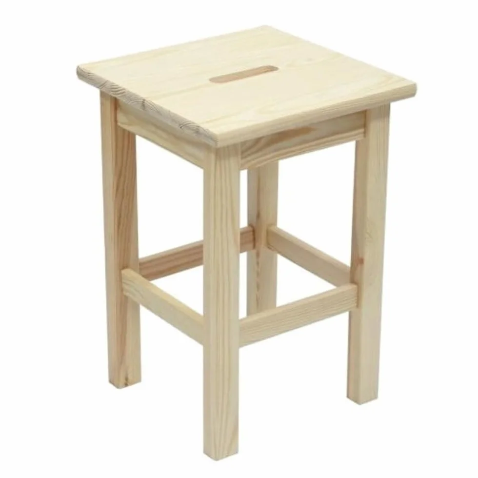 Jawor Taboret Drewniany Sosnowy – Stołek do Kuchni, Łazienki i Salonu, Stabilny, Naturalne Drewno, FSC®, 30x30x44 cm