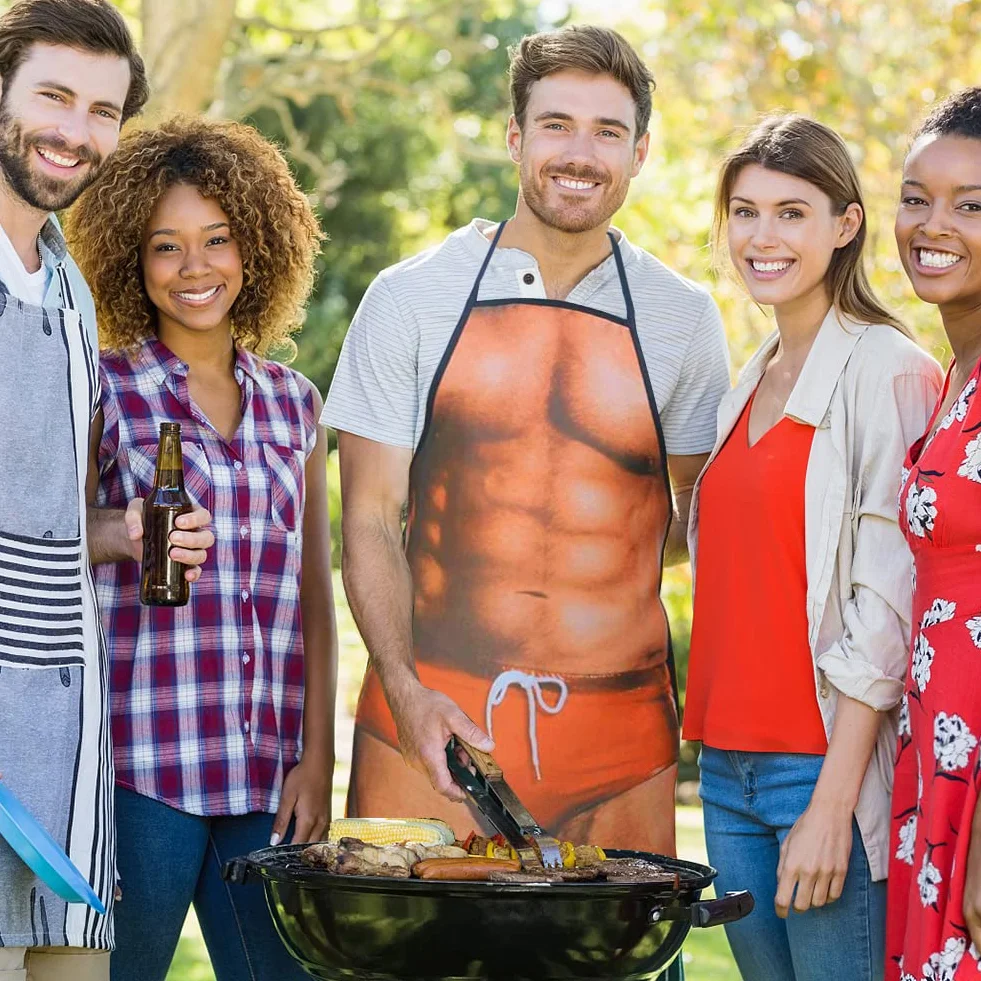 EQLEF Seksowny fartuch zabawny nowość fartuch kuchenny gotowanie grill impreza MuscleNerd fartuch dla mężczyzn prezent (mężczyźni)