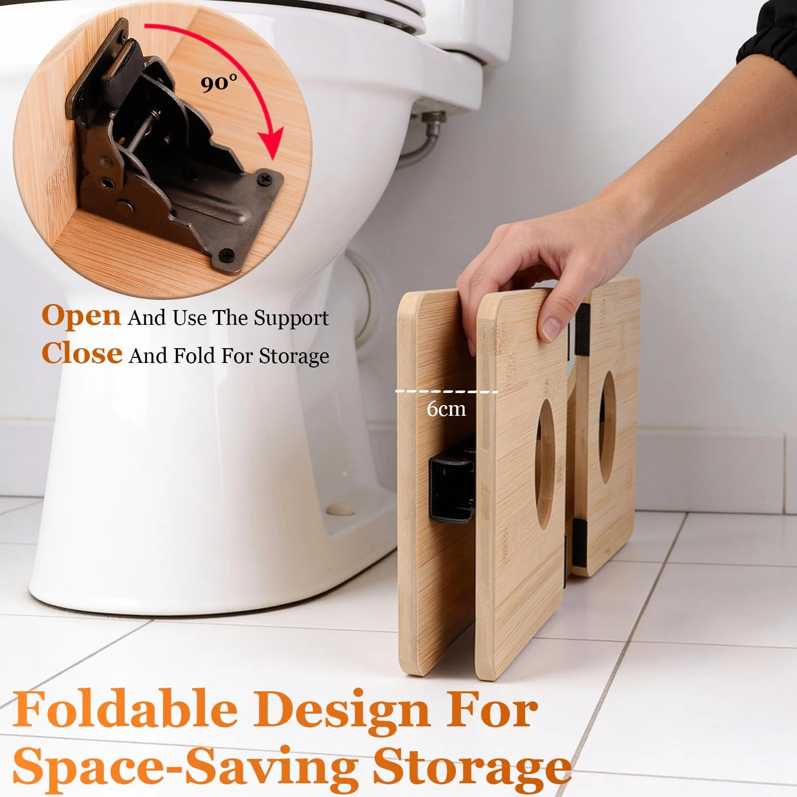 FlexStep Klapp-Toilettenhocker 18 cm 150 kg FSC-Bambus Caramel Beige