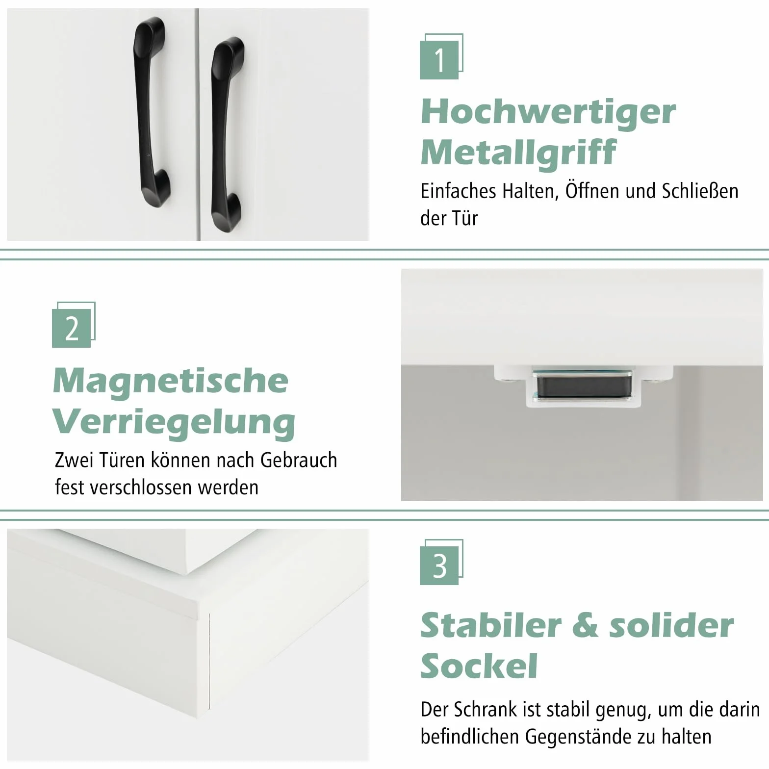 COSTWAY szafka kuchenna, szafka magazynowa, szafka do przechowywania z 2 drzwiami i 6 regulowanymi półkami, szafka wielofunkcyjna do kuchni, salonu, jadalni, 60 x 40 x 120 cm, biały