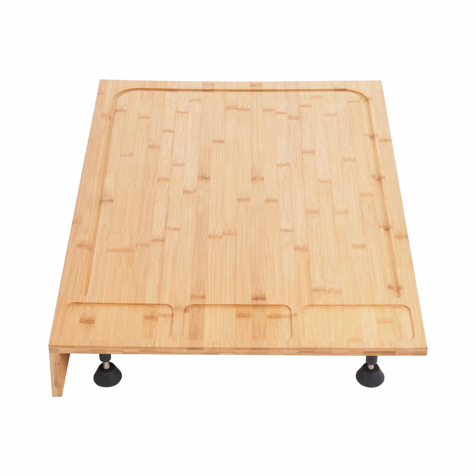 Bambusowa osłona na kuchenkę, bambusowa osłona płyty do pieczenia z rowkami i 4 wielofunkcyjnymi nóżkami podstawowymi Duża deska do krojenia 75 x 54 x 10 cm