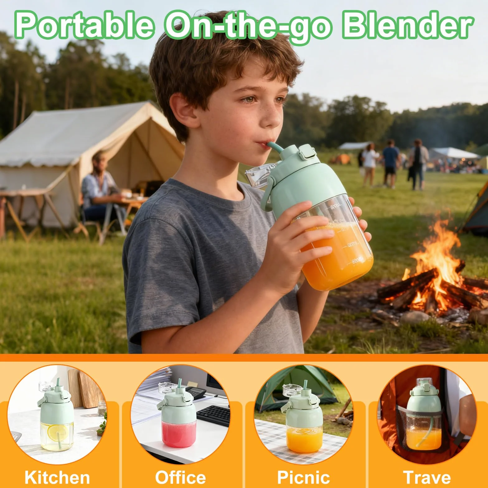 800ml Przenośny blender sokowirówka, Elektryczna wyciskarka do cytrusów & Smoothie Maker na wynos, Butelka na świeży sok, Wolny od BPA, Łatwy w czyszczeniu, dla zdrowia