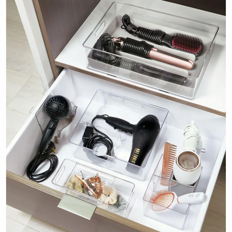 INTERDESIGN The Home Edit plastikowy organizer do suszarki do włosów z przegrodą