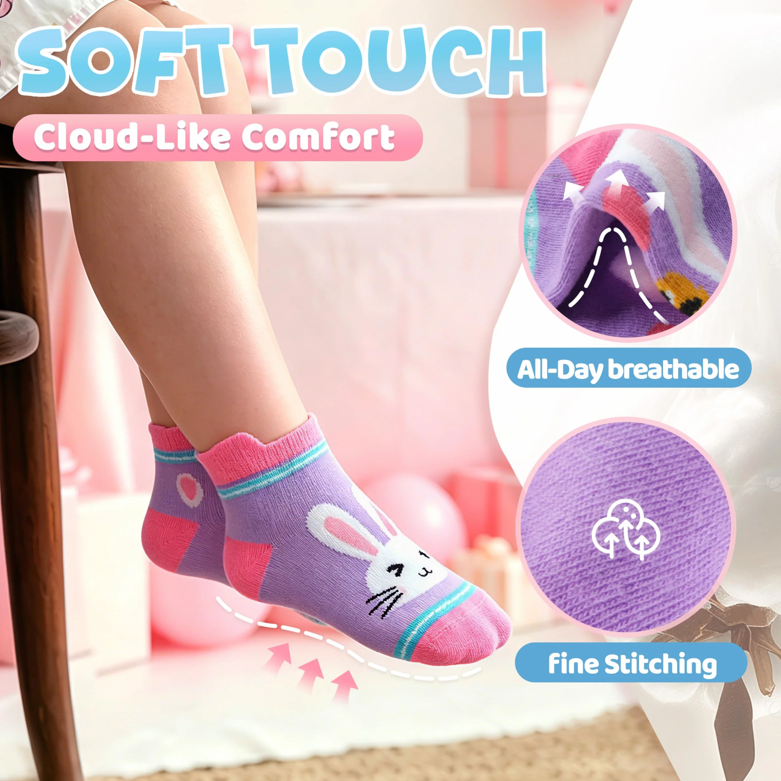 Kids Girls Unicorn Socks Ankle No Show Socks Fashion Novelty Cotton Socks 6 Pairs