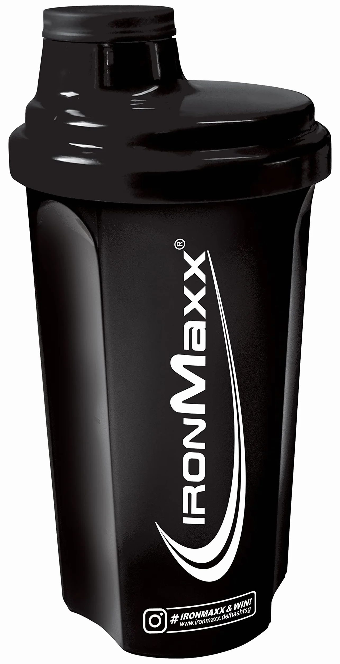 IronMaxx Shaker do białek - Night Black 700 ml | shaker proteinowy z zakrętką, sitkiem i skalą pomiarową | szczelny, nadaje się do mycia w zmywarce, nie zawiera zmiękczaczy BPA i DEHP