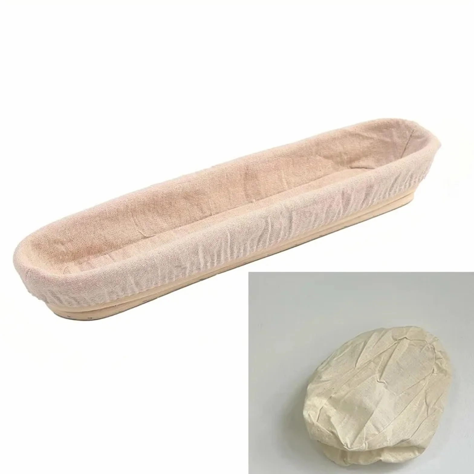 Kosz do proofingu chleba, Kosze do wyrastania chleba bagietkowego z wyściółką tkaniny Kolor drewna Wiele rozmiarów Rattan(43X9X5.5CM)