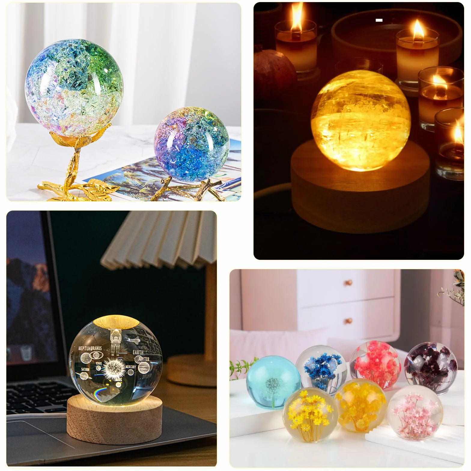 Silikonowa forma kuli z dwoma uchwytami na lampy, formy z żywicy epoksydowej, DIY, silikonowa forma kuli z dmuchawcem w szkle, używana do tworzenia różnych rodzajów lamp kulowych LED