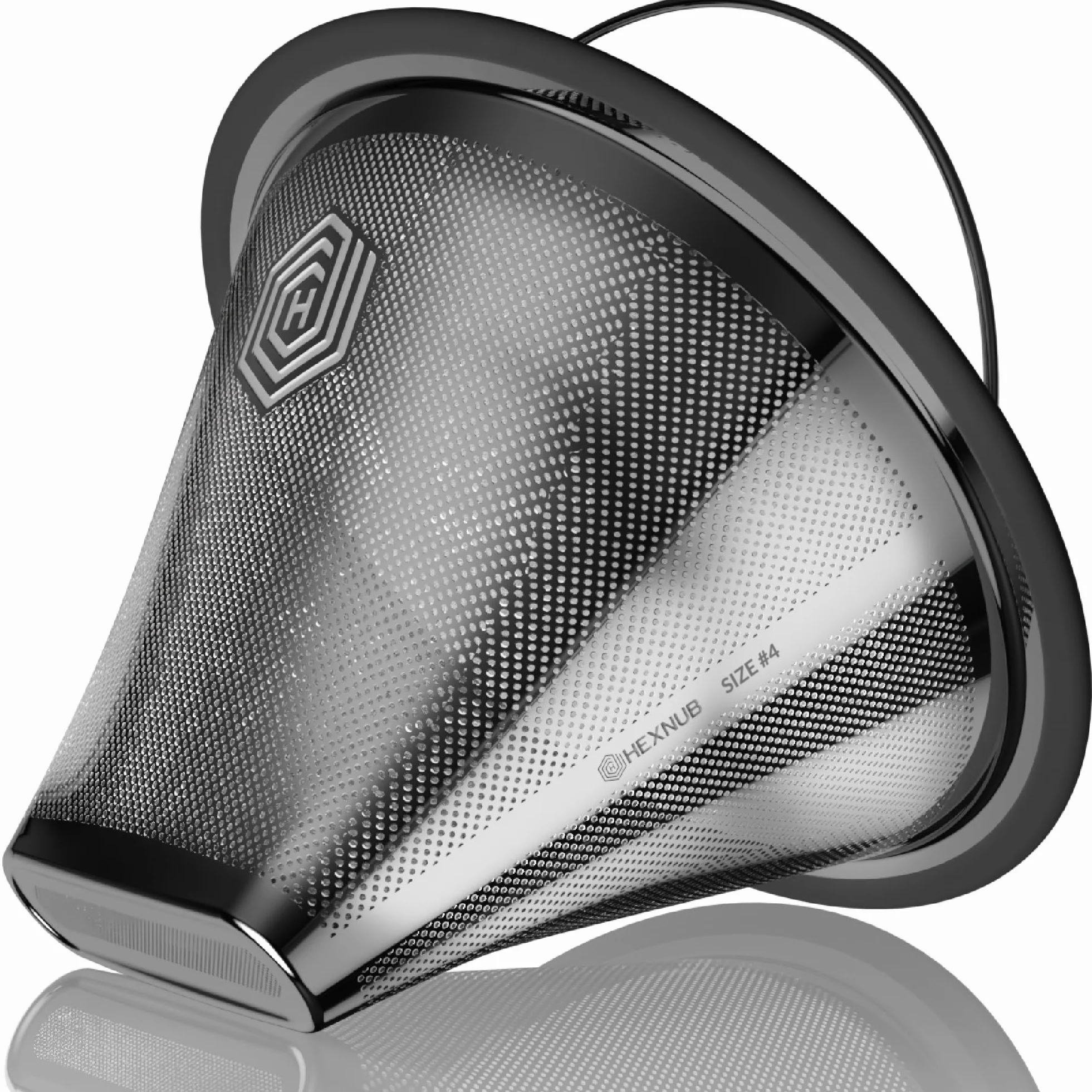 HEXNUB Filtr do kawy wielokrotnego użytku #4 do Technivorm Moccamaster KBGV, KBT - siatka ze stali nierdzewnej, trwały metalowy filtr do zrównoważonego warzenia