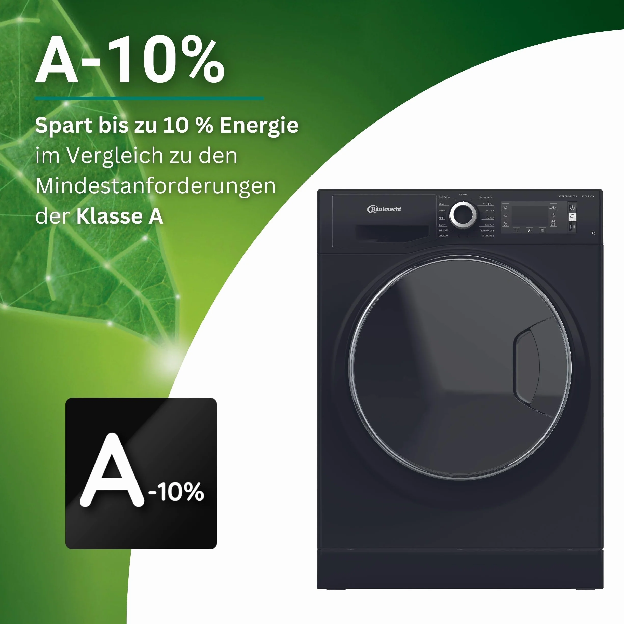 Bauknecht WM BB 8AA pralka ładowana od przodu/8 kg/klasa efektywności energetycznej A/Active Care Color+/silne usuwanie plam/programy parowe/higiena Steam z antywirusem/funkcja odświeżania