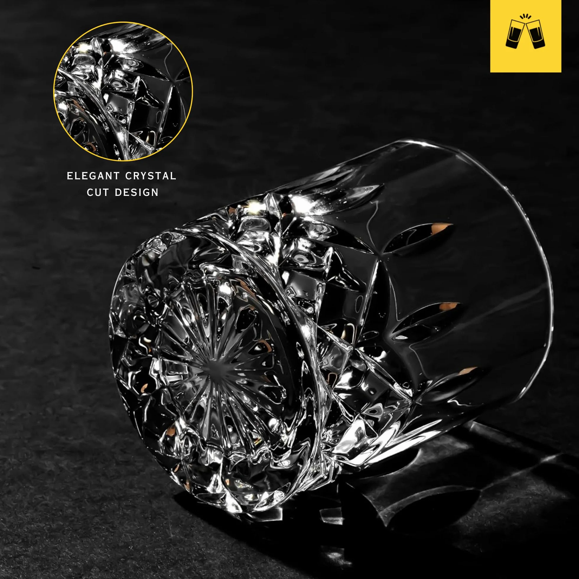 LEMONSODA Staromodne szklanki do whisky Crystal Cut – 290 ml ultra-przezroczysty wysokiej jakości bezołowiowy szklany kubek do picia burbona, szkockiej, koniaku, koktajli (zestaw 12 szt.) [2090]