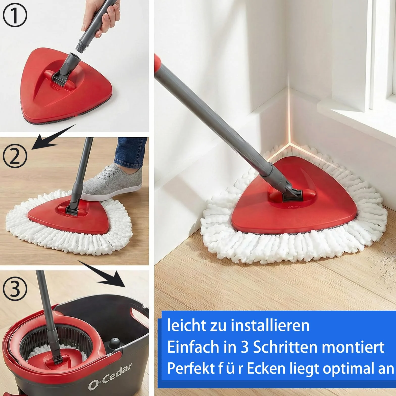EasyWring Wymienna Podstawa Plastikowa do Mopa Obrotowego Trójkątnego z Mikrofibry