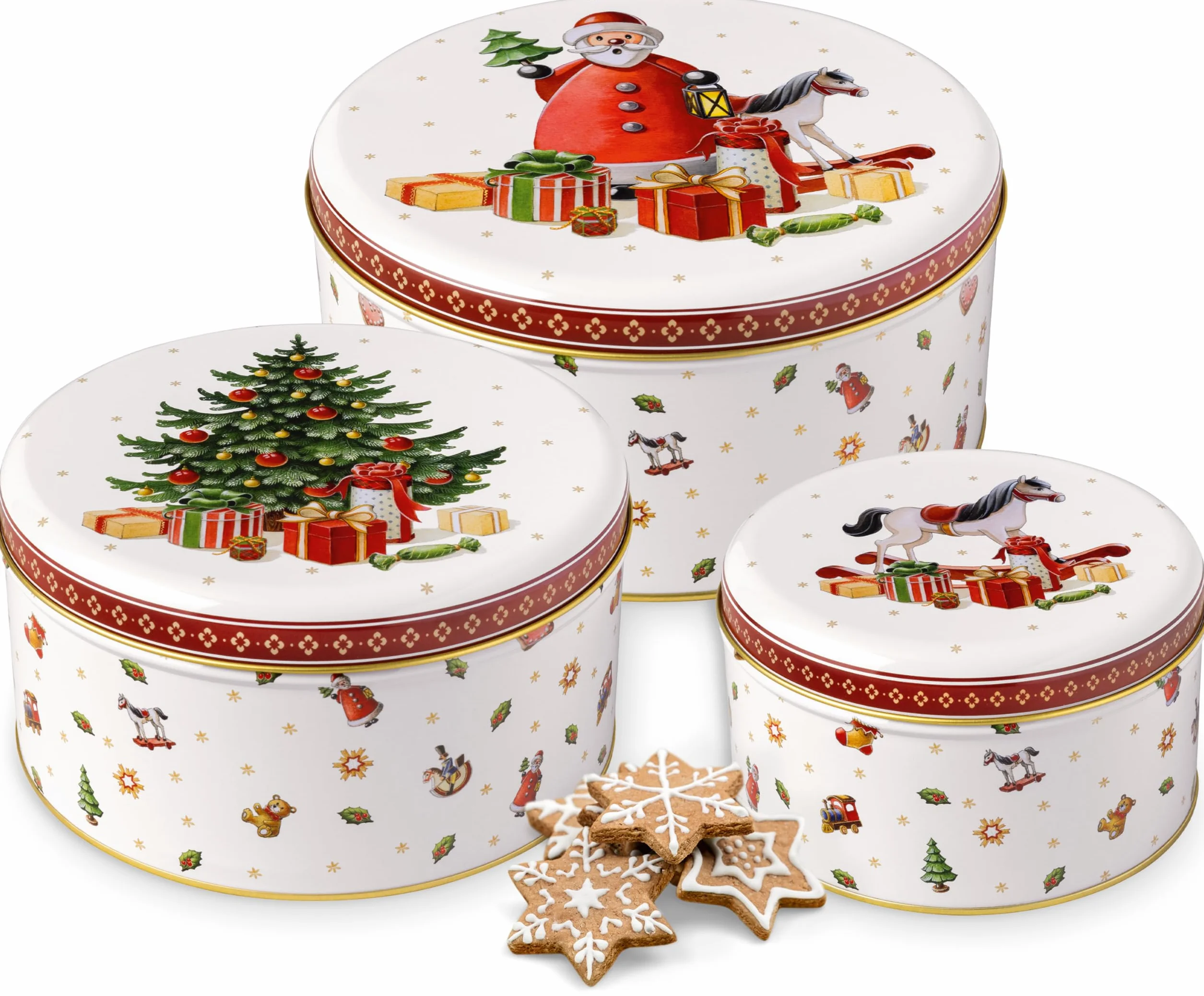 Villeroy & Boch – Winter Collage Accessoires zestaw puszek na ciastka, kolorowy, 19,7 x 9,4 cm, 3-częściowy, puszka na herbatniki, puszka na ciastka
