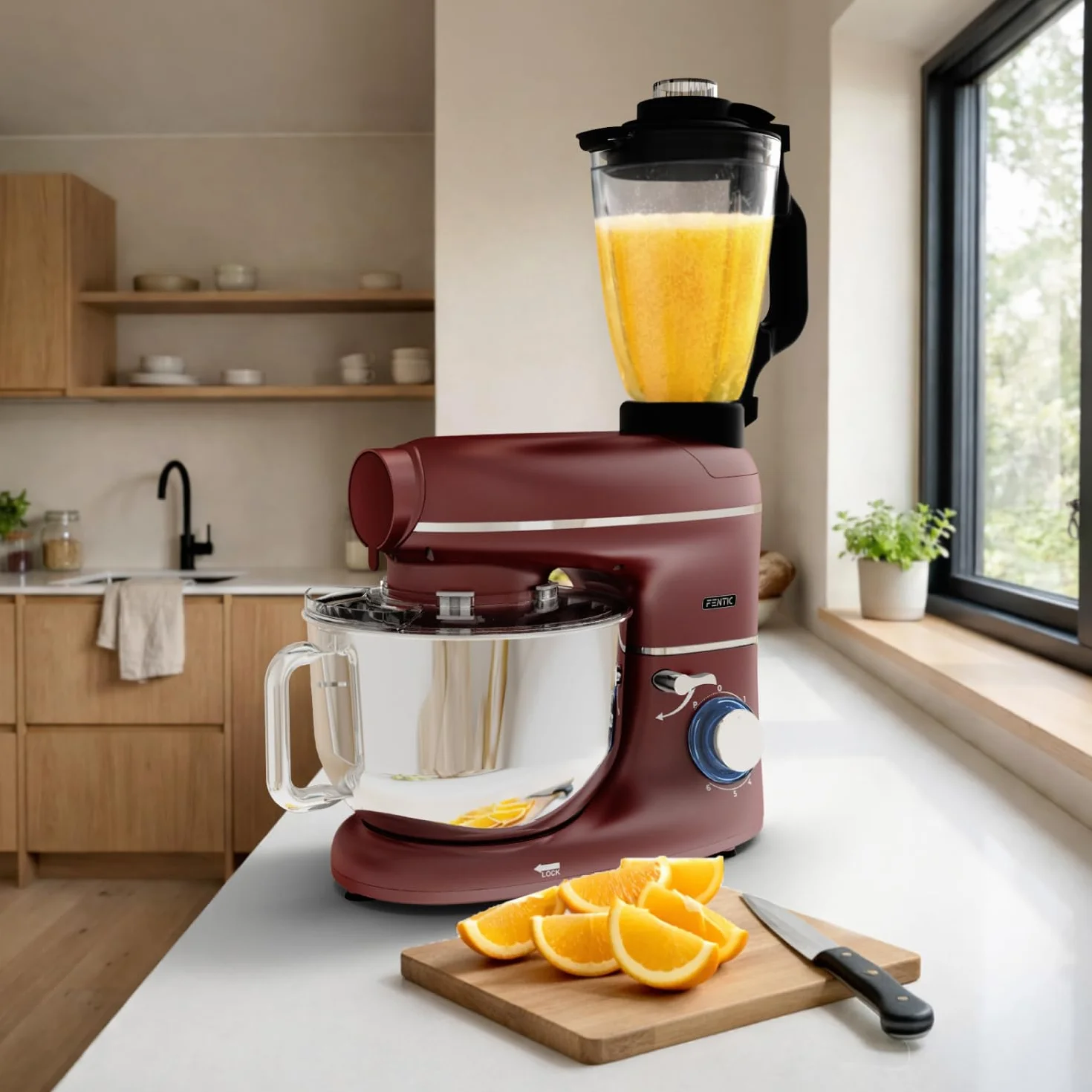 Robot kuchenny 2000 W, robot kuchenny, procesor żywności, miska do mieszania 6,2 l, w zestawie maszynka do mielenia mięsa, blender i dodatkowe akcesoria (Czerwony)