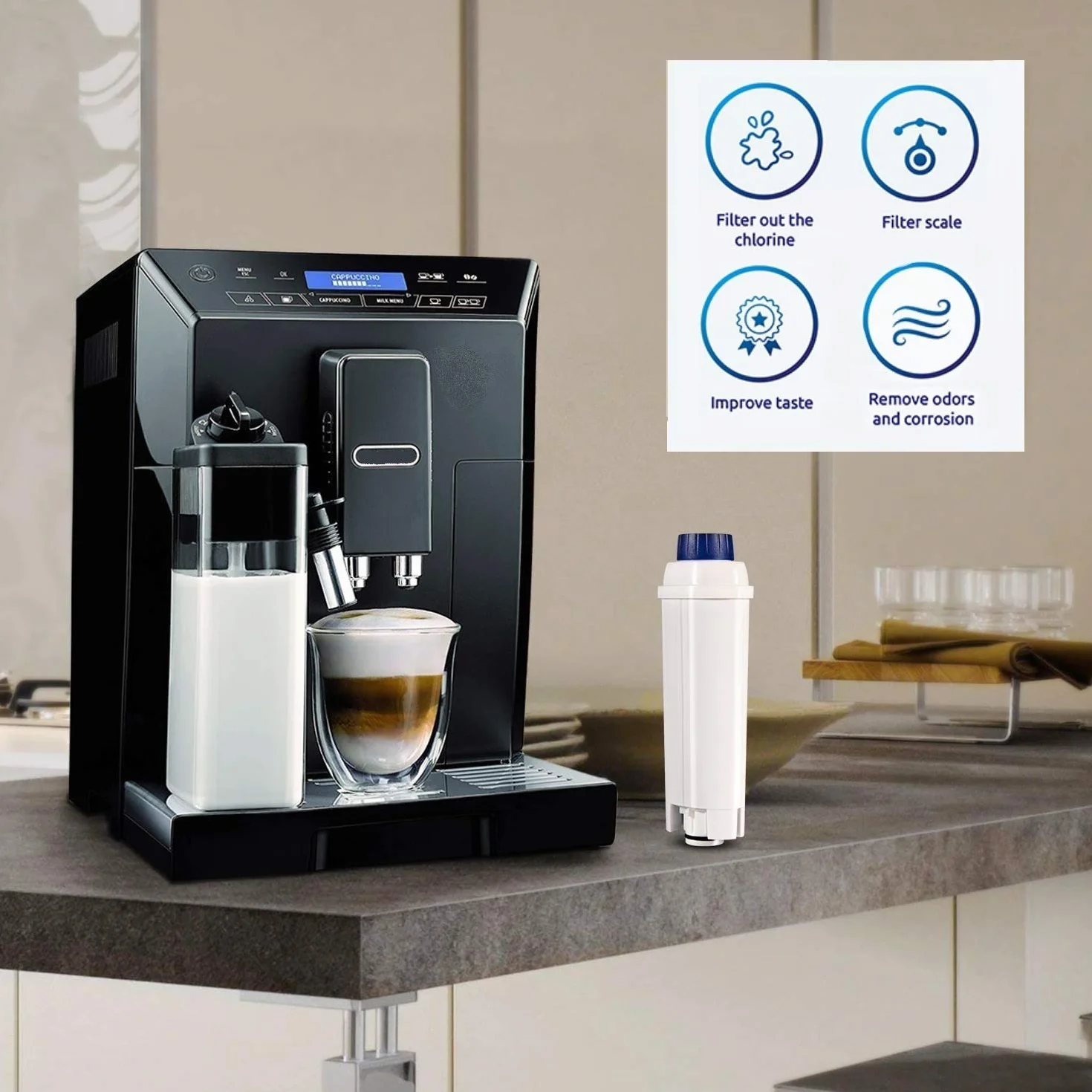 Filtr Aqualogis zamiennik do Delonghi DLSC002 SER3017 do Ekspresu ECAM, ESAM, ETAM, BCO, EC. (6)