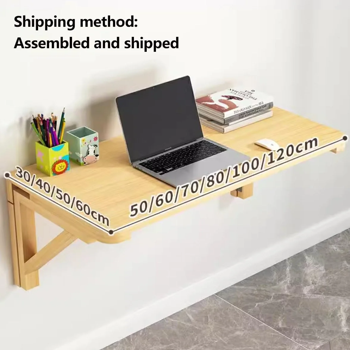 Zajmujące mało miejsca składane biurko montowane na ścianie, 120 x 50 cm do gabinetu, sypialni lub balkonu – wszechstronny składany stół komputerowy, idealny do małych pomieszczeń i biur