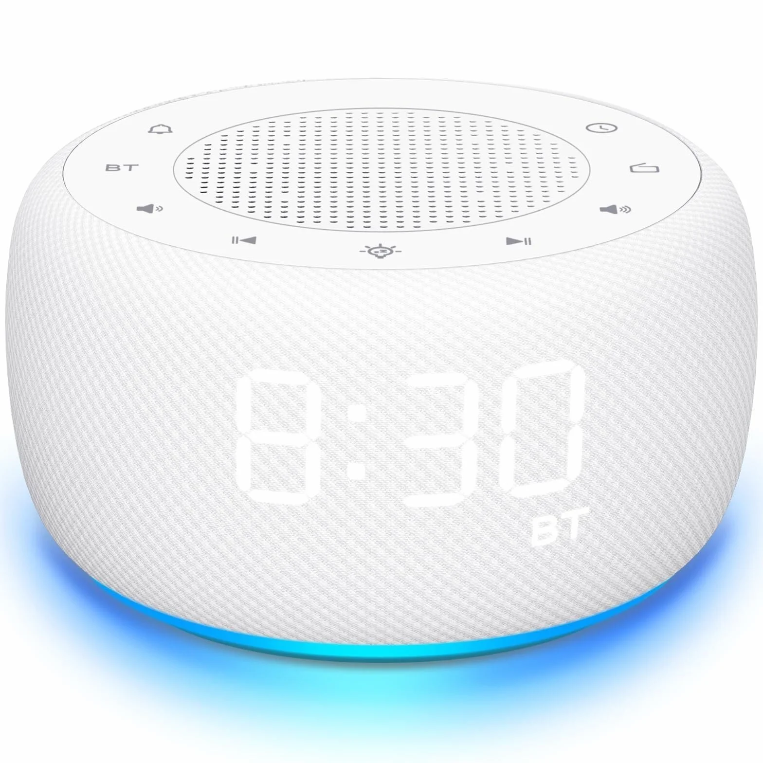 XJBTBA Bluetooth Gload Alarm z radiem, przezroczystą jakość dźwięku, przyciemnione wyświetlacz, odpowiedni sypialni budziki odpowiednie do kuchni, salonu lub biura (biały)