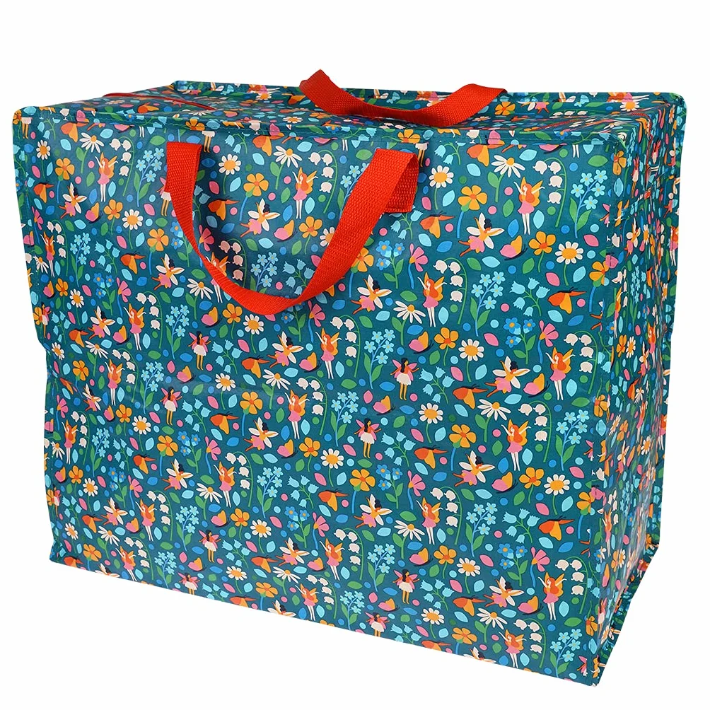 Rex London - Du?a torba XXL, torba do przechowywania z zamkiem b?yskawicznym - Fairies in the Garden - wró?ki, kwiaty -
