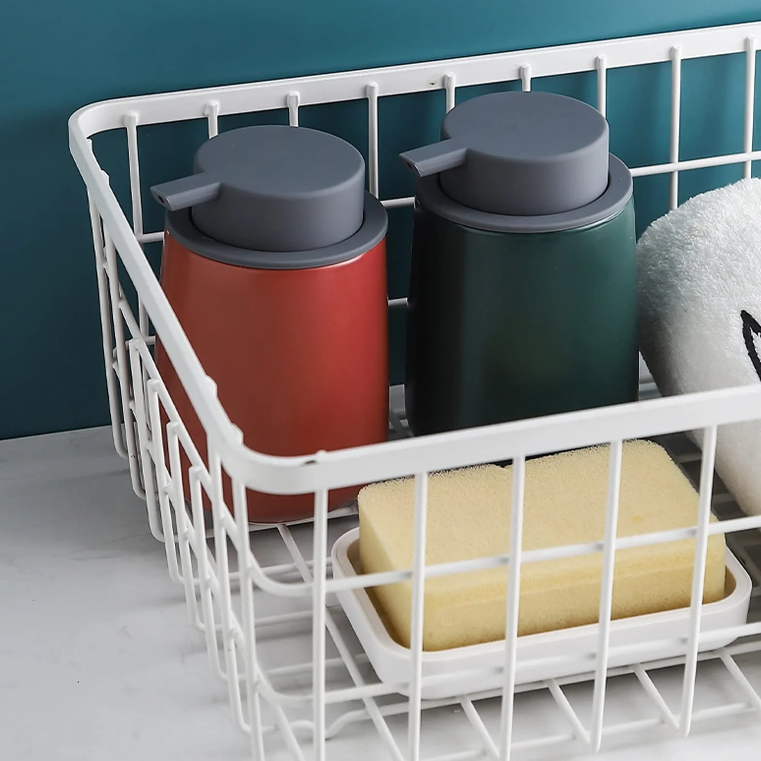 Dozownik mydła, Dozownik mydła łazienkowy ceramiczny dozownik mydła i balsamu do łazienkowych zlewozmywaków kuchennych wielokrotnego napełniania ręczne mydło w płynie butelka na mydło