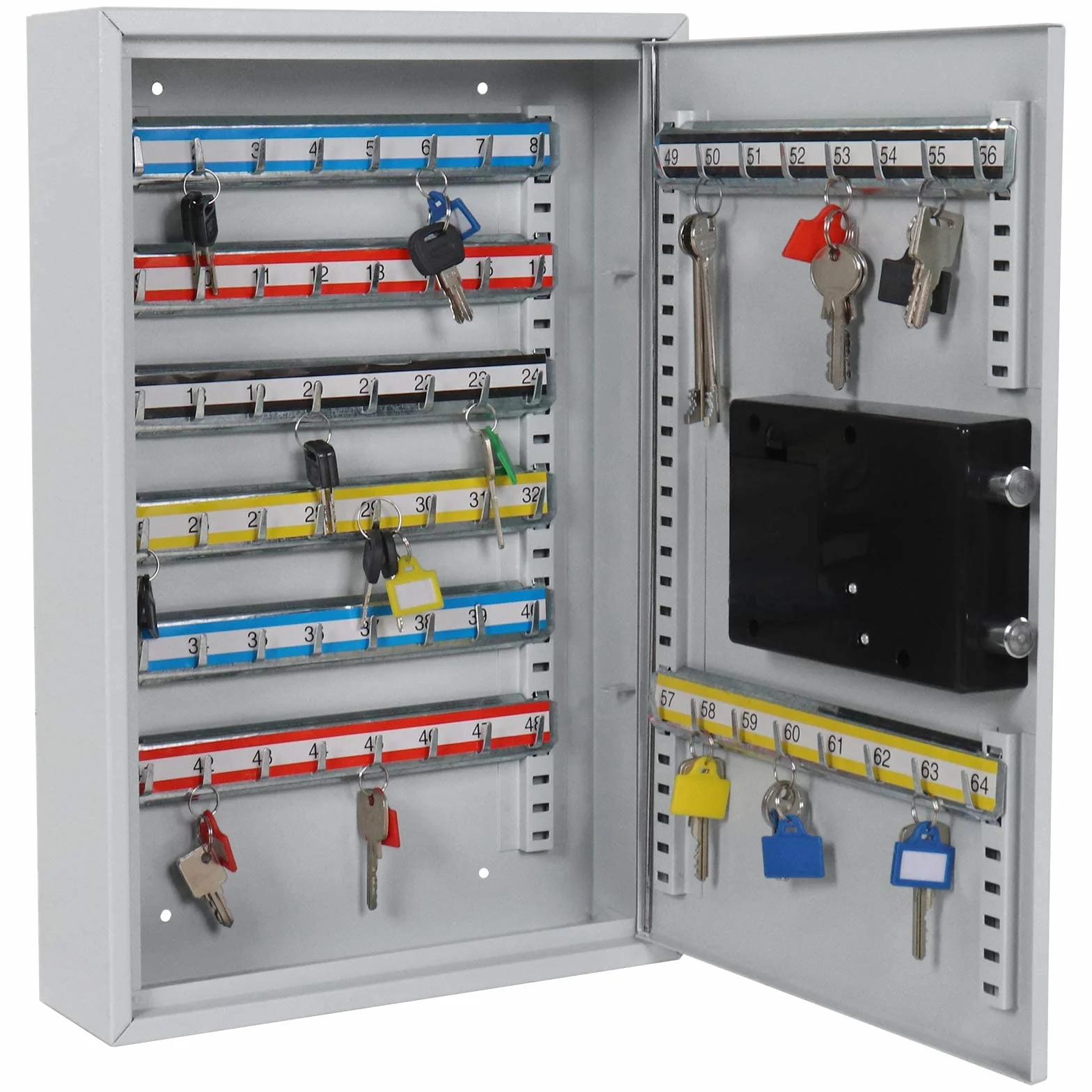 Rottner Szafka na klucze S 64 zamek elektroniczny 64 breloczek do kluczy gratis listwa z haczykami regulowana wraz z materiałem mocującym