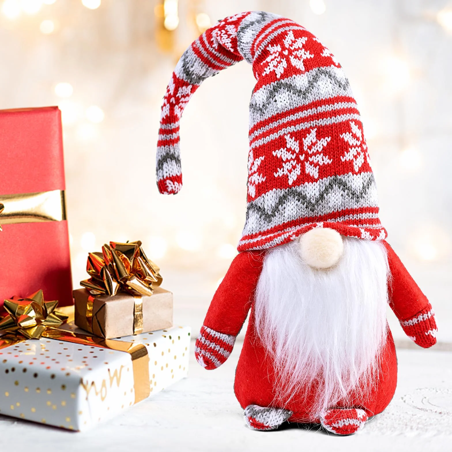 Świąteczny skrzat, figurki skrzatów do dekoracji świątecznych, 42 cm wysokości Santa Tomte Gnome do dekoracji świątecznych