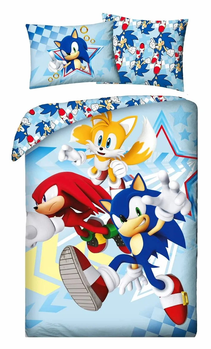 Halantex SONIC THE HEDGEHOG poszwa na kołdrę 140 x 200 cm z poszewką na poduszkę 70 x 90 cm 100% bawełna wielokolorowa