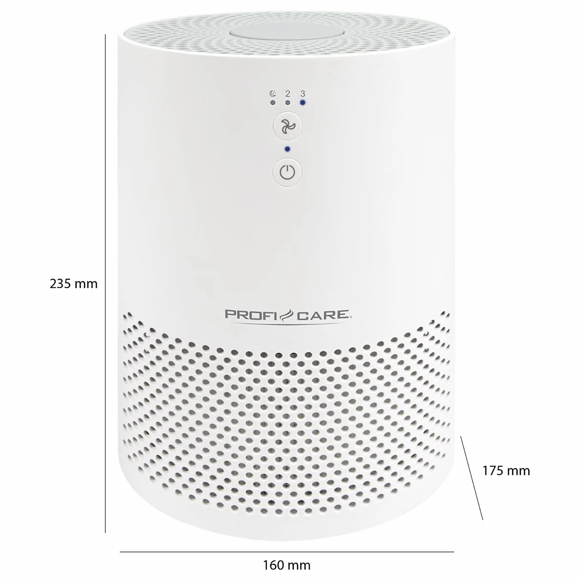 ProfiCare Oczyszczacz powietrza | klimat pomieszczenia | do 20 m² | 2 filtry | filtr wstępny | filtr EPA | 3 poziomy mocy | tryb uśpienia | 25 W | obsługa dotykowa czujnika | 4 lampki kontrolne LED |