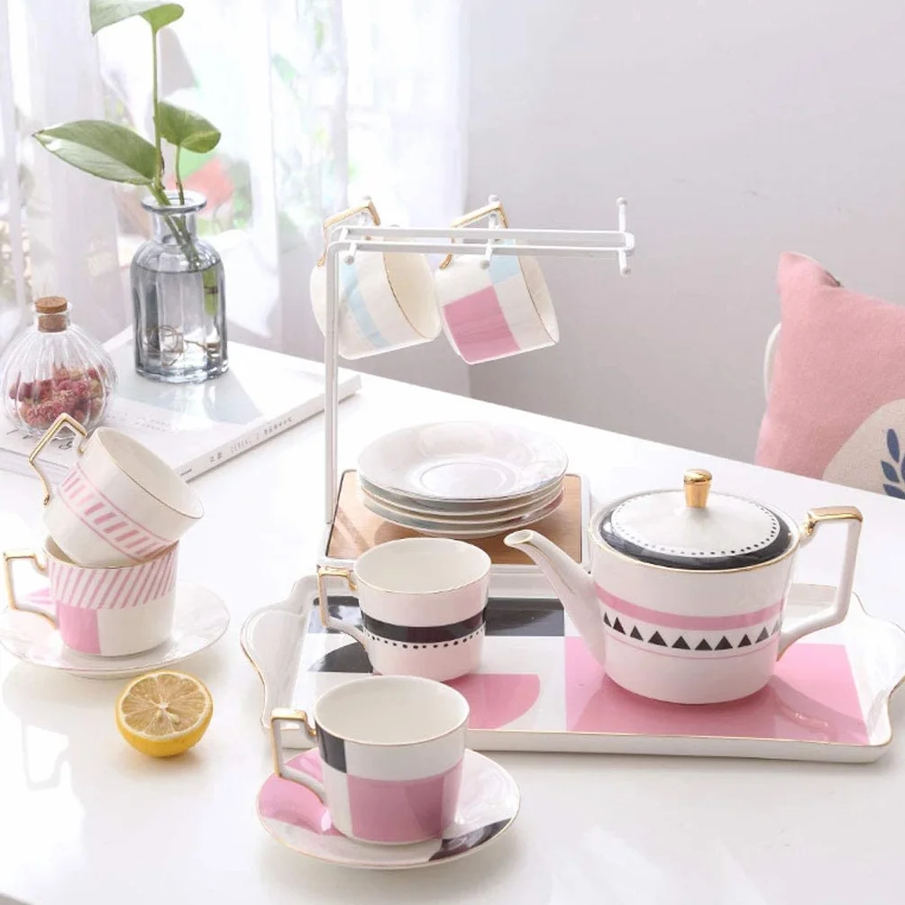 Zestaw Herbaty Brytyjski Ceramiczny Zestaw Do Kawy Z Uchwytem Na Kubek Taca Herbaty Luksusowy Garnek I Danie Zaawansowany Czajniczek Domowy Popołudniowej Dzbanek do Filiżanki