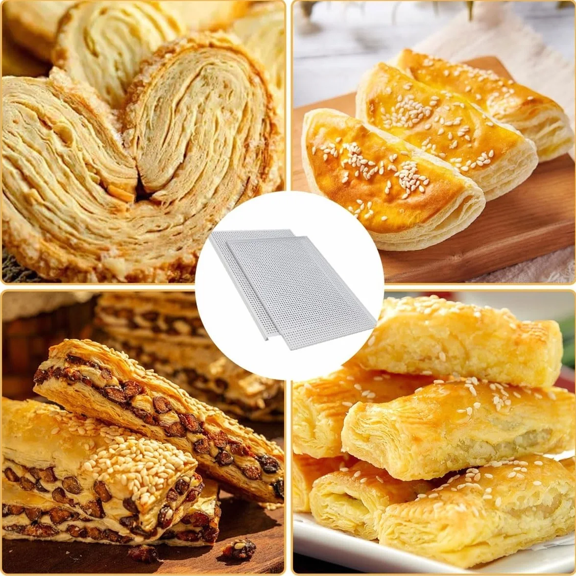 Ręcznie wyraźna, perforowana blacha do pieczenia ze stopu aluminium z podkładką silikonową, wielofunkcyjna blacha do pieczenia Mille Feuille, piekarnia domowa, 40 x 30 cm