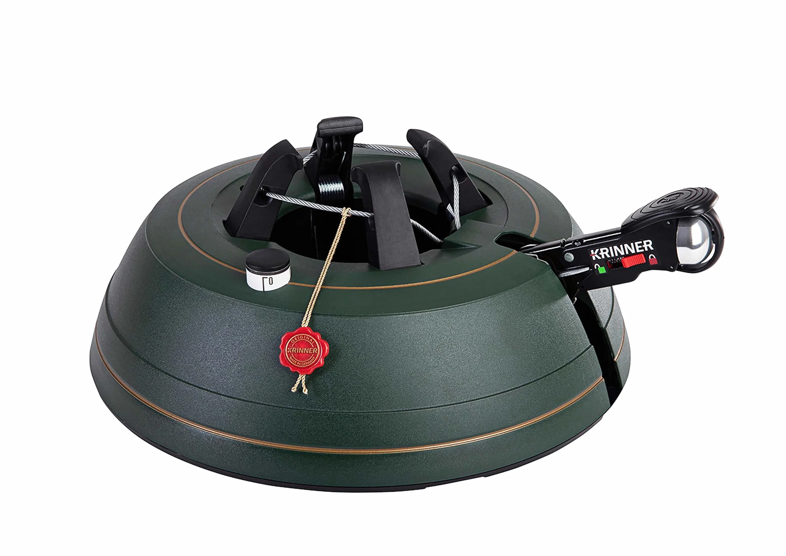 KRINNER® Ultra Grip XL stojak na choinkę w zestawie z pedałem nożnym z dzwonkiem zabezpieczającym i zbiornikiem na wodę o wysokości 4,5 l, na wysokość drzewa do 3,0 m, Made in Germany 94245, zielony
