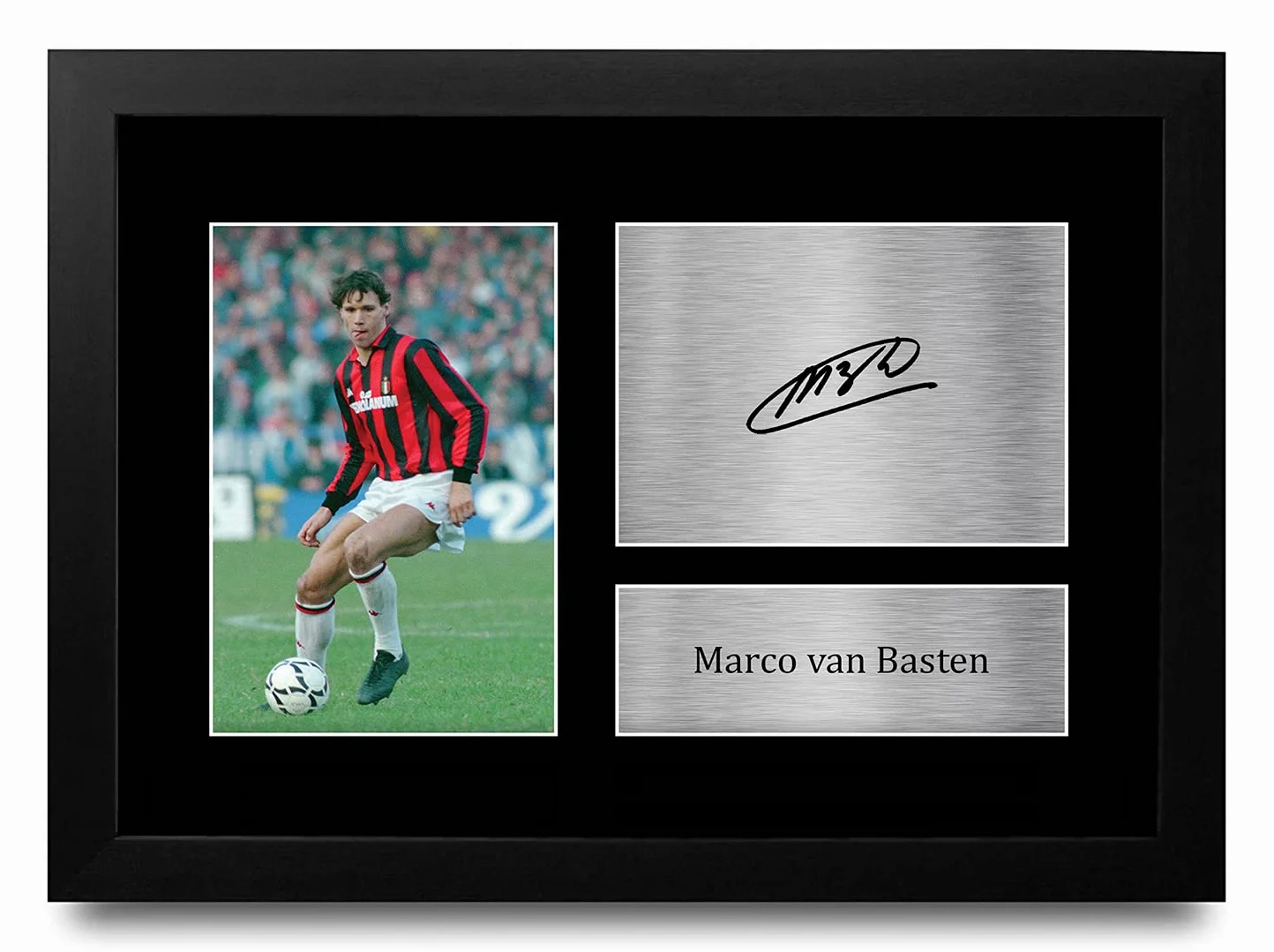 HWC Trading FR A4 Marco van Basten A C Milan Prezenty Drukowane Podpisane Zdjęcie Z Autografem Dla Fanów Piłki Nożnej I Kibiców - A4 Framed