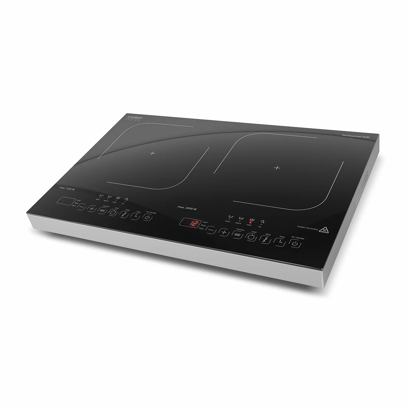CASO ProGourmet 3500 Podwójna mobilna płyta indukcyjna, 3500 W Powersharing, 60-240°C, 4 funkcje, timer 180 min, garnki do 24 cm, witroceramiczne