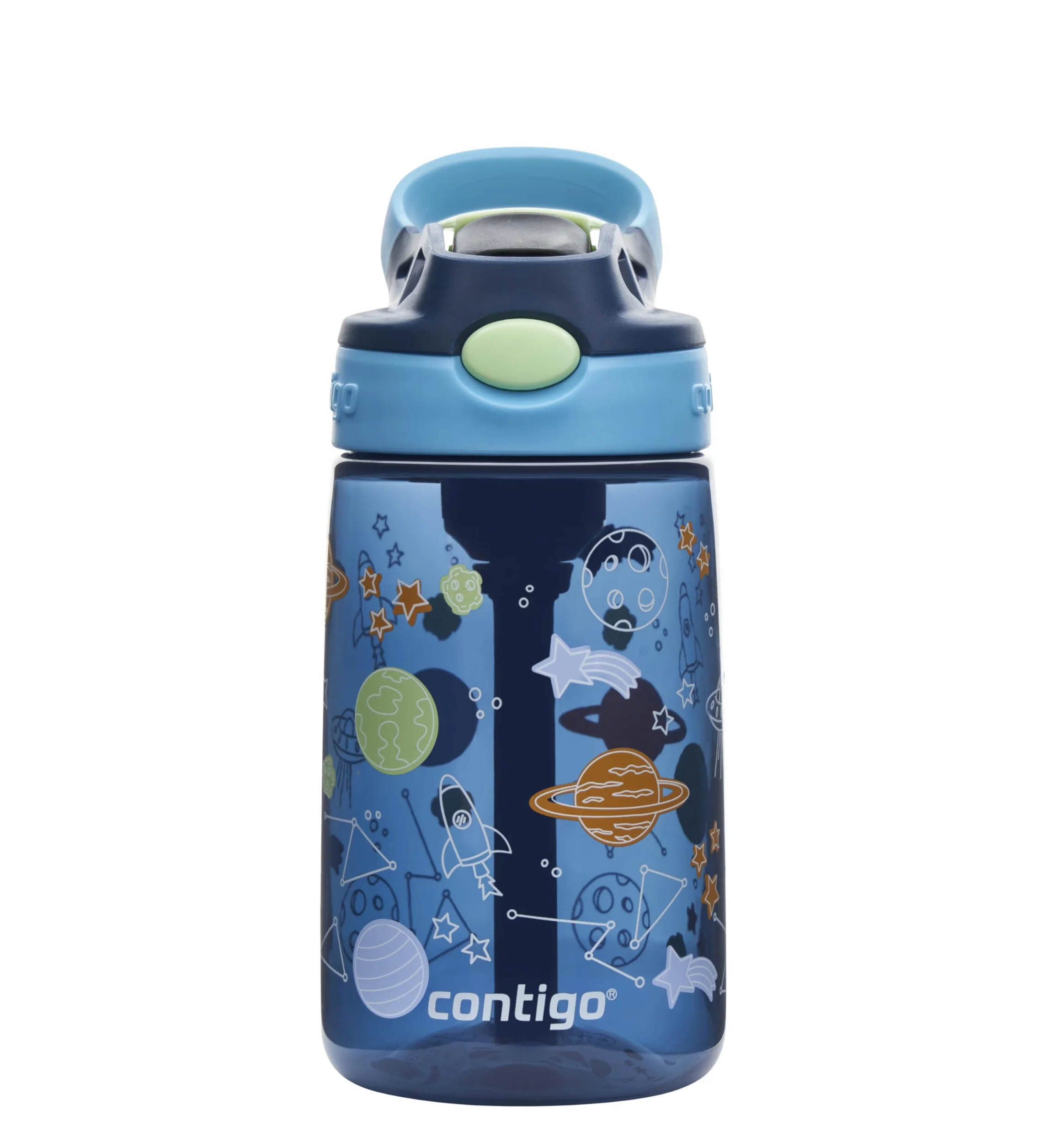 Contigo Easy Clean Autospout butelka dla dzieci, ze słomką, bez BPA, wytrzymała, 100% szczelna, łatwa do czyszczenia, idealna do przedszkola, szkoły, 420 ml, Blueberry Cosmos