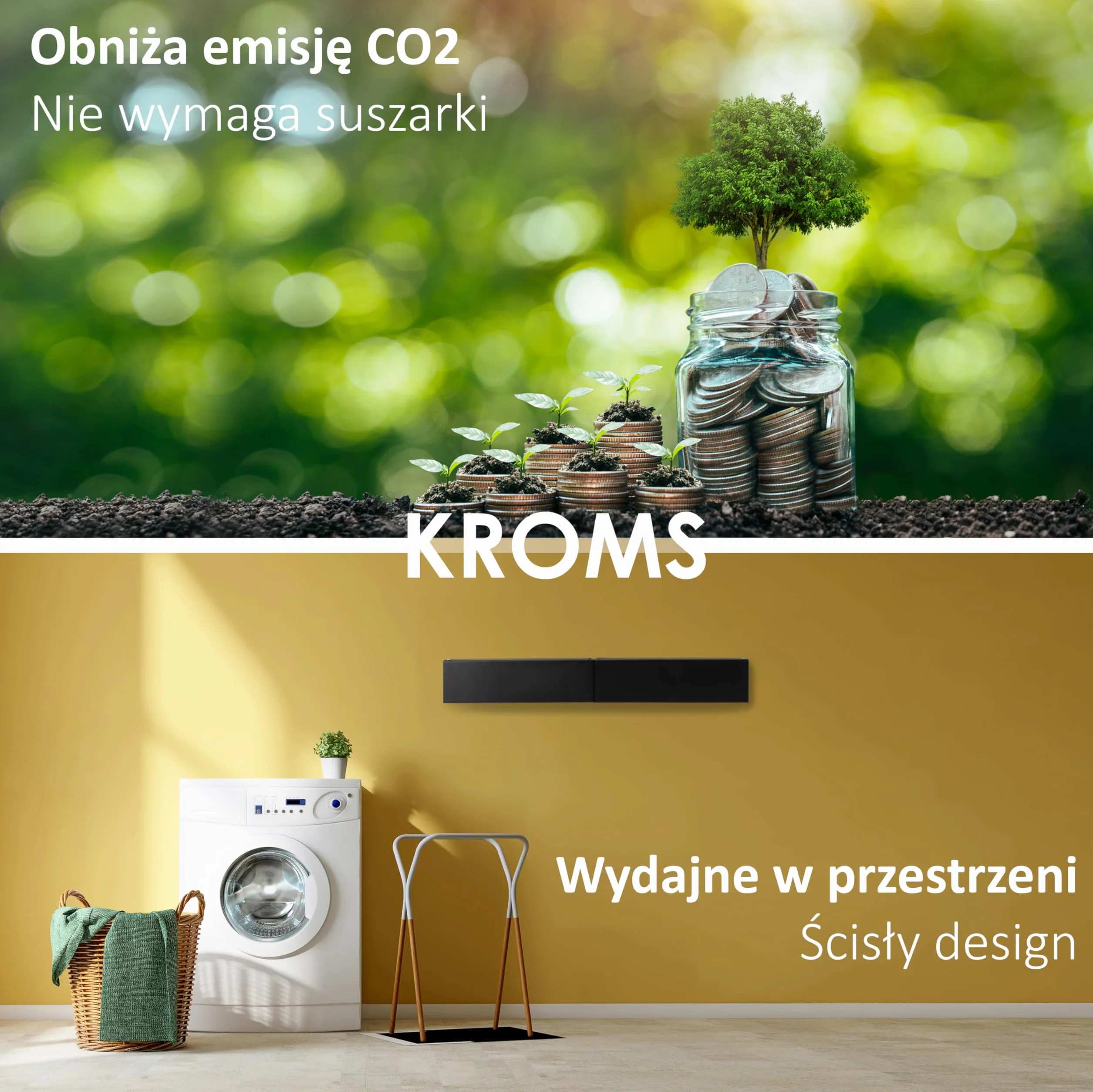 Suszarka ścienna składana Full Color czarna 100 cm aluminiowa – 6 m długości suszenia – Zawiera szablon montażowy – Suszarka na pranie – Suszarka do ubrań na ścianę – Mocowana na ścianie