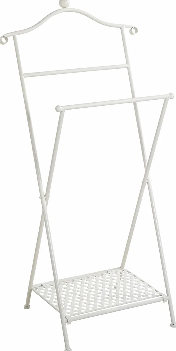HAKU stojak na ubrania składany, cichy służący, składany, metal, bielona farba – wymiary: szer. 46 x wys. 98 x gł. 35 cm, styl: boho