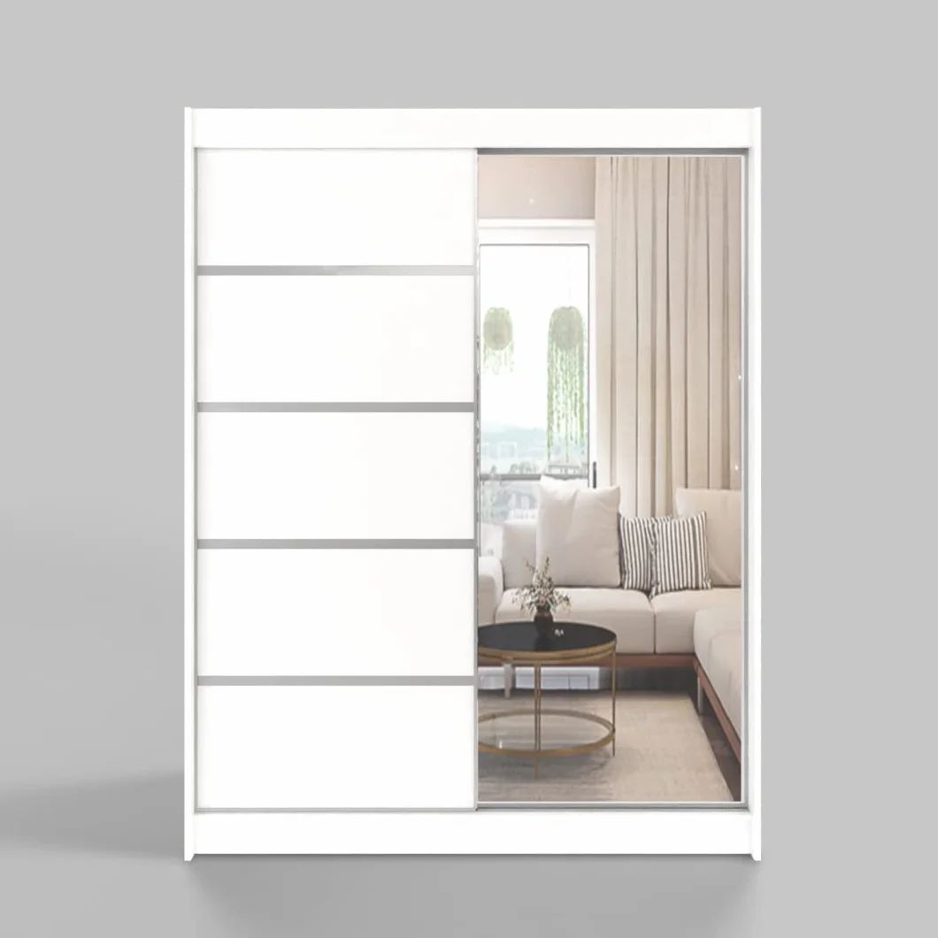 ML Furniture L3 szafa na ubrania z drzwiami przesuwnymi 120 cm z lustrem – meble do sypialni, do przechowywania – szafka wielofunkcyjna – kolor: biały