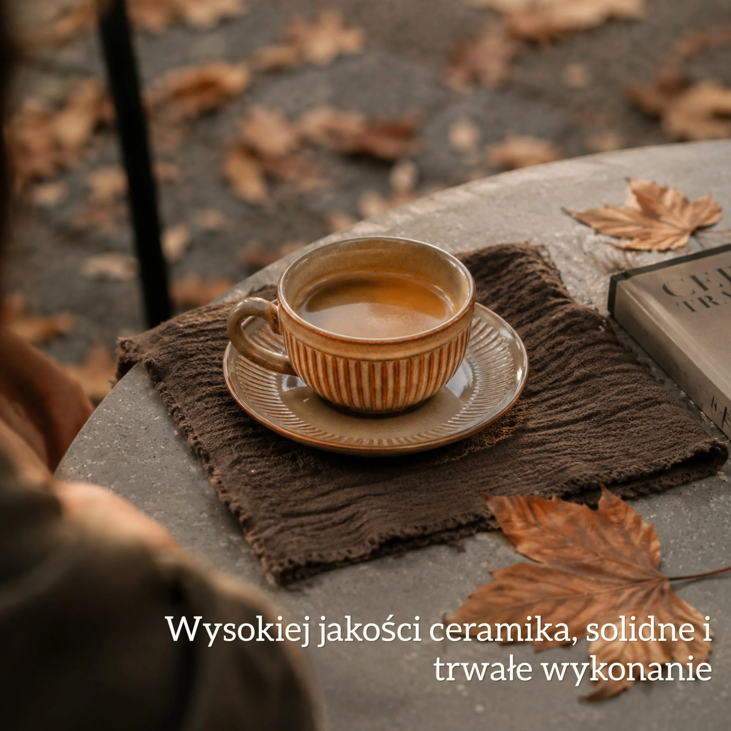 Zestaw 6 filiżanek do espresso ze spodkami 90 ml – zestaw filiżanek do espresso – filiżanki do kawy z kamionką – grube ścianki z uchwytem – ręcznie wykonane filiżanki do kawy barista