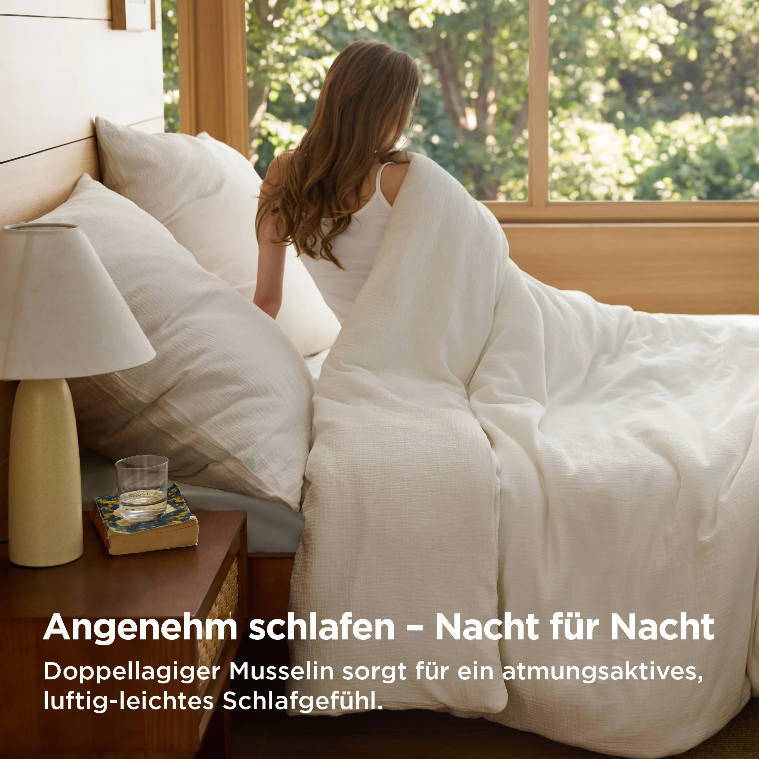 BEDSURE Pościel muślinowa 200 x 220 cm, 3-częściowa, 100% bawełna, z 1 poszewką na kołdrę 200 x 220 cm i 2 poszewkami na poduszkę 80 x 80 cm, Öko-Tex, pościel letnia z zamkiem błyskawicznym, beżowa