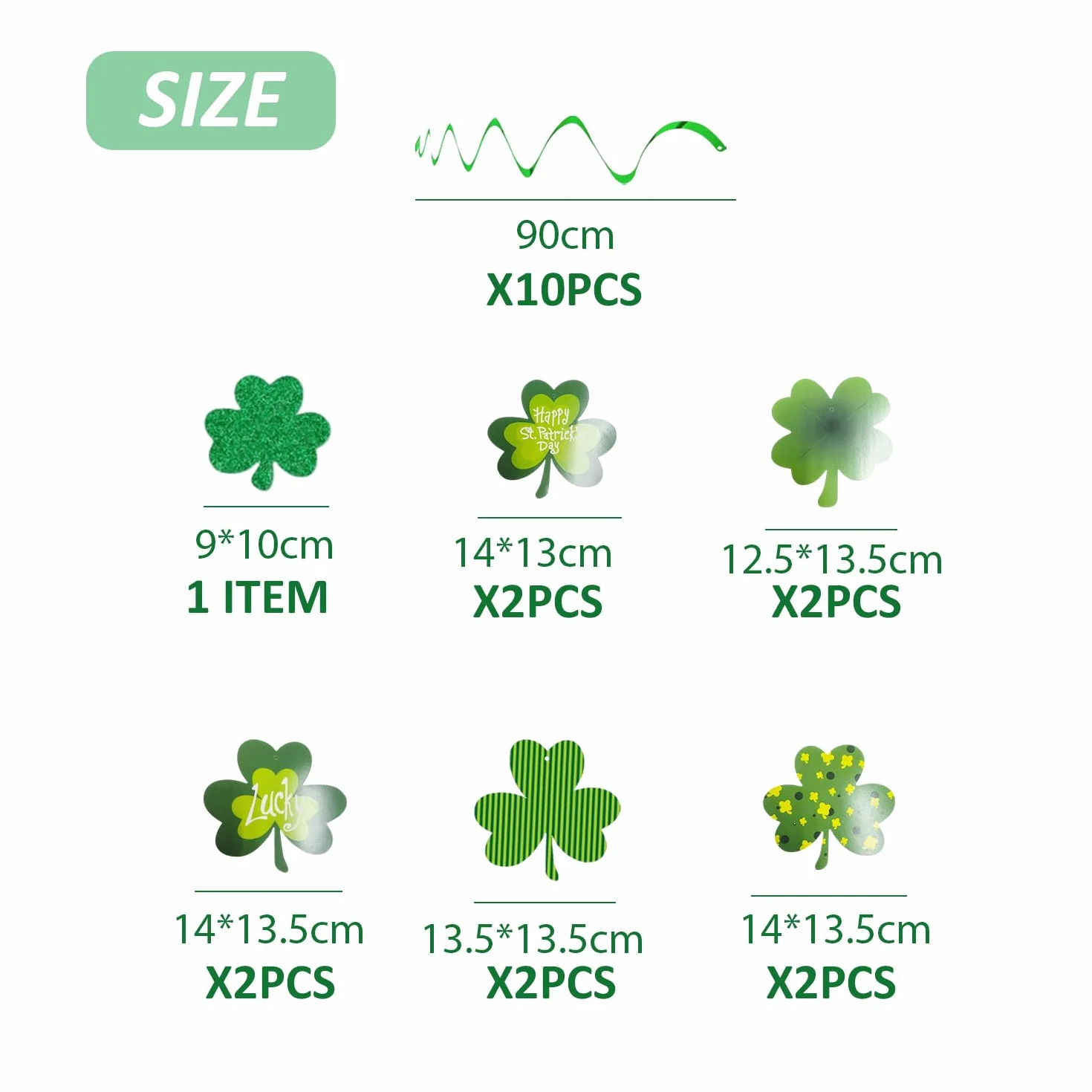 10 sztuk spiralnej koniczyny wisiorek, 1 sztuka Pull Flag, Irlandia Lucky, Wiszące Bazy, dekoracje na Dzień Świętego Patryka
