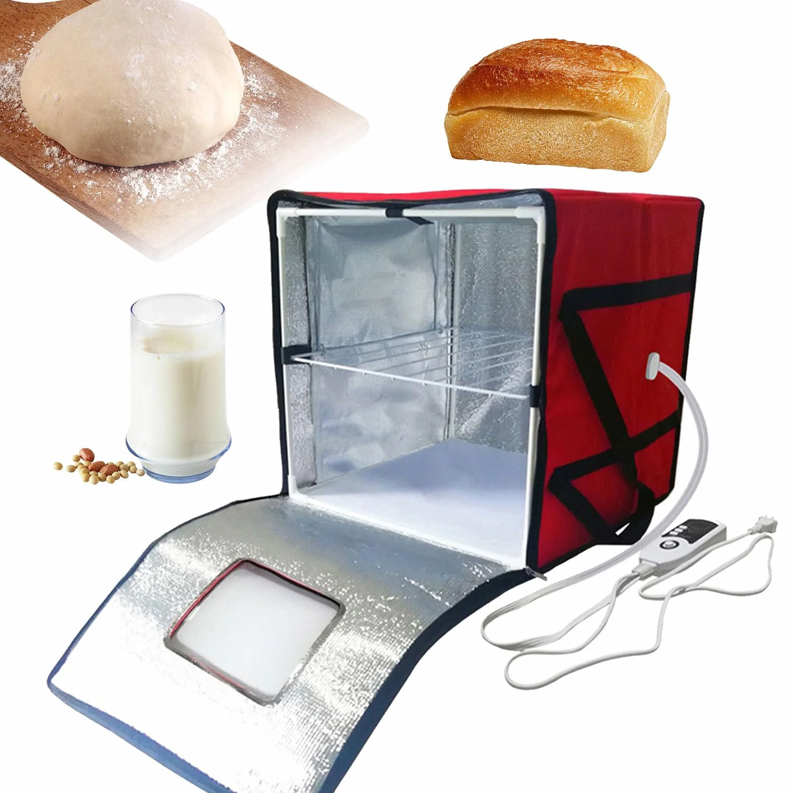 Pudełko do fermentacji drożdży macierzystych z kontrolą temperatury i timerem - Elektryczne drożdże do chleba, pizzy, jogurtu, kefiru i sera, składana konstrukcja