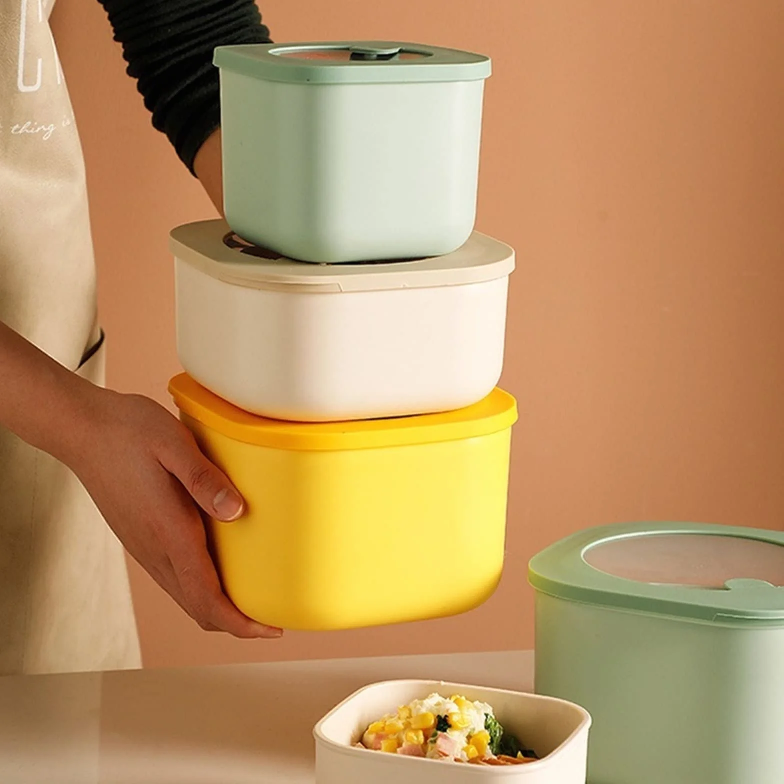 Pudełka Bento Praktyczne pudełko na drugie śniadanie Pudełko do przechowywania dla pracowników biurowych Studenci lunch świeżej żywności ，Pudełko na lunch(0.6L)